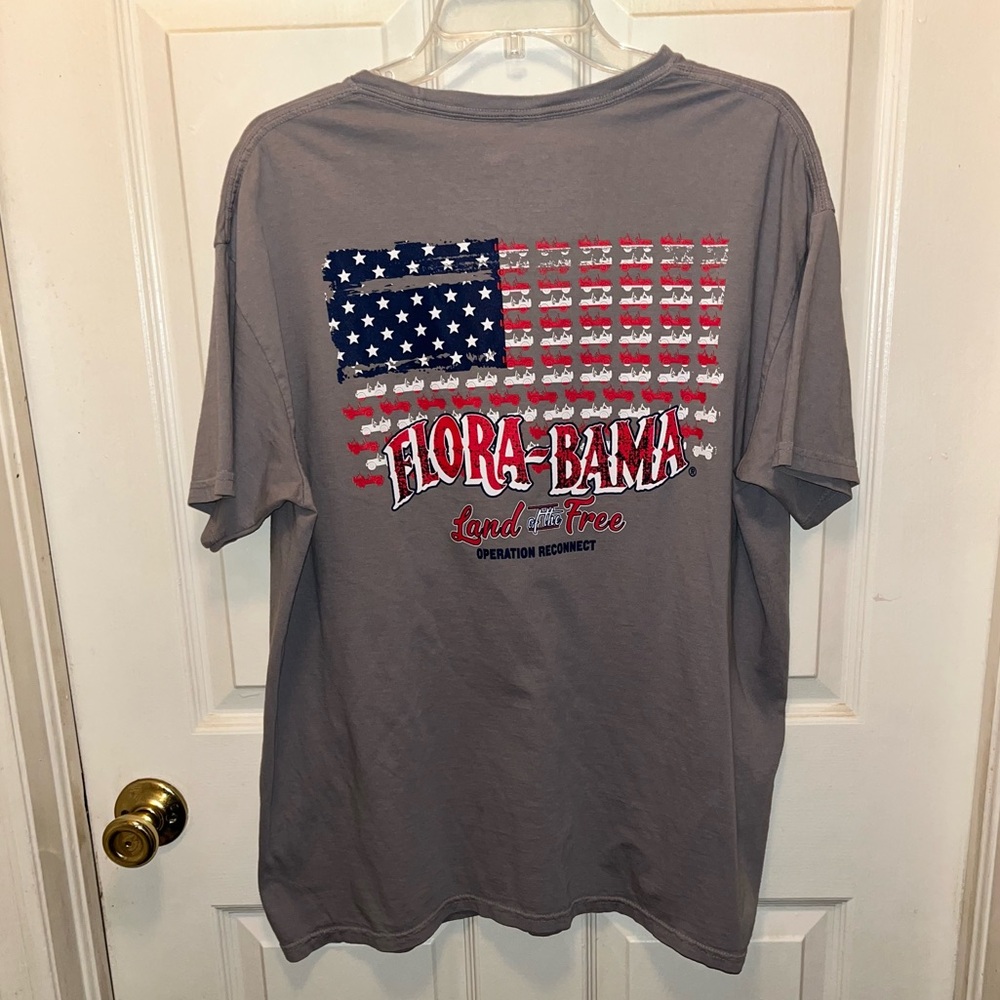 FLORA-BAMA Men’s Short Sleeve Flag Jeep Shirt. Sz XL.